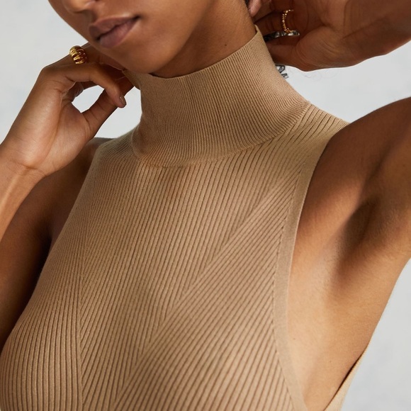 NWT Anthropologie Mock Neck Midi Dress. Size medium. Cedar color. - Picture 2 of 11